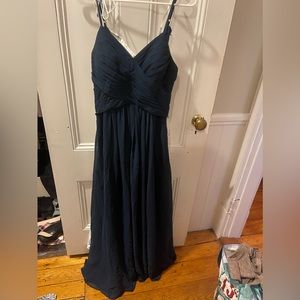 Dark navy Azazie Haleigh bridesmaid dress